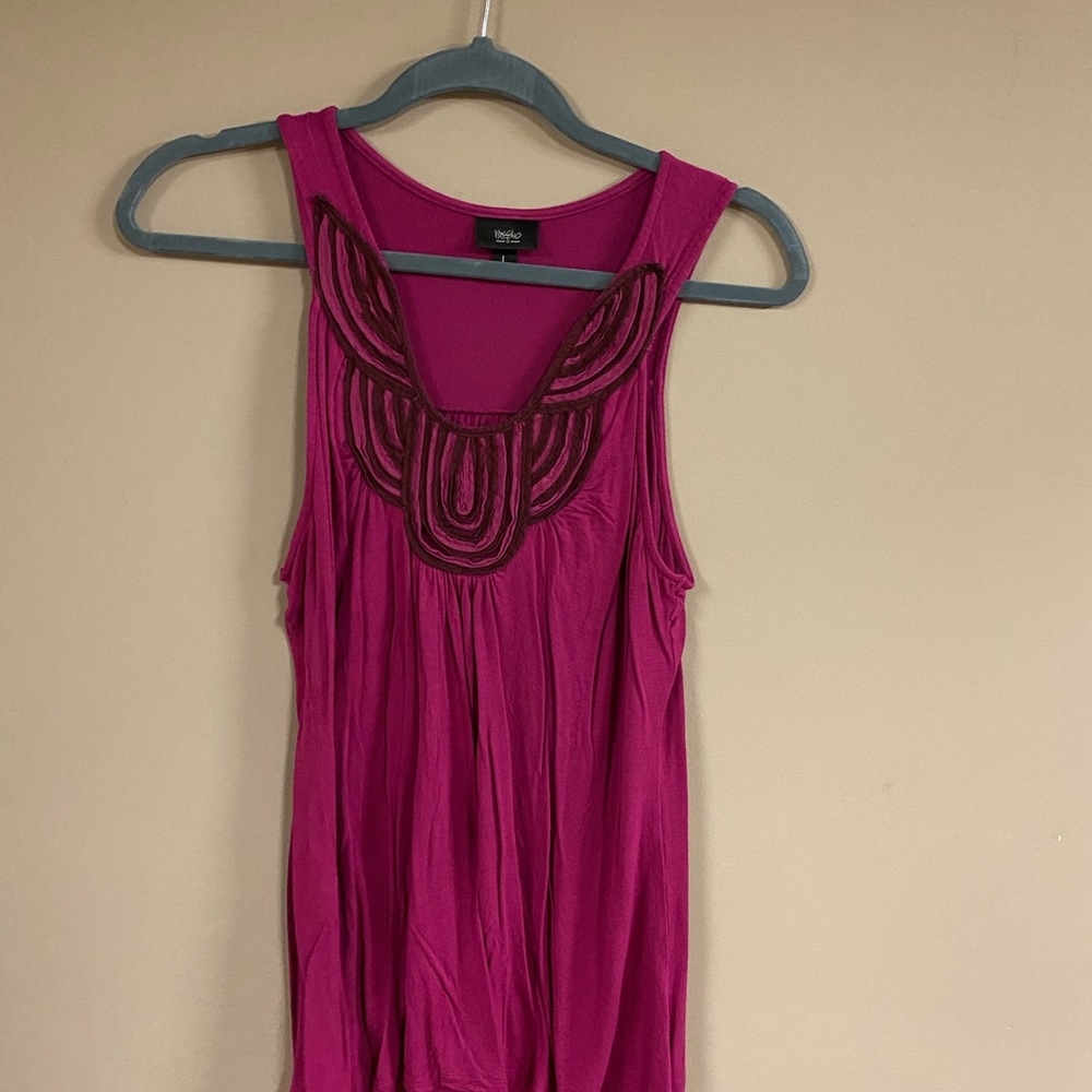 Pink long embellished tank